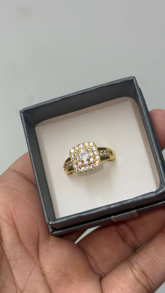 Gold plated square  ring adjustable