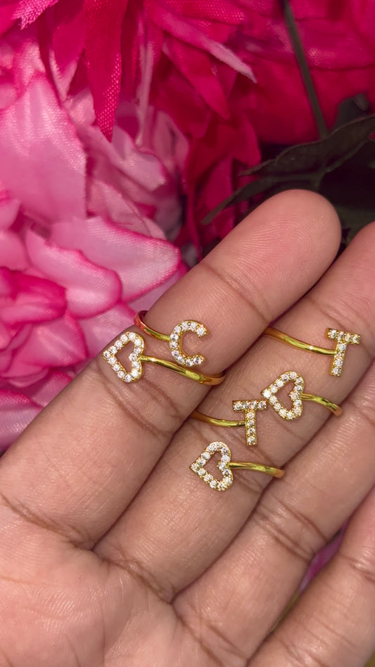 Gold plated adjustable letter ring