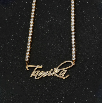 icy tennis custom name necklace stainless steel