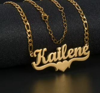 Personalized stainless heart name necklace