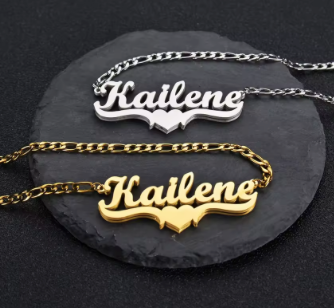 Personalized stainless heart name necklace