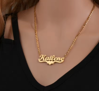 Personalized stainless heart name necklace