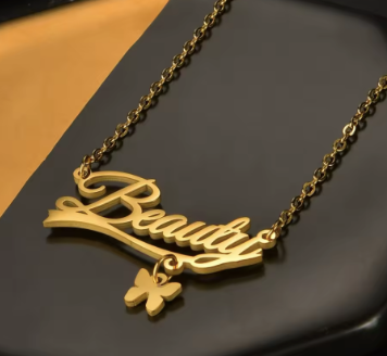 custom name butterfly charm necklace