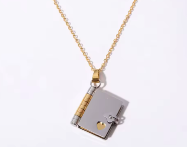 love story custom engrave book necklace stainless steel