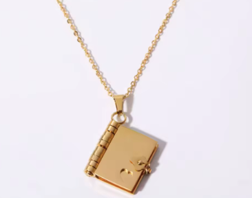 love story custom engrave book necklace stainless steel