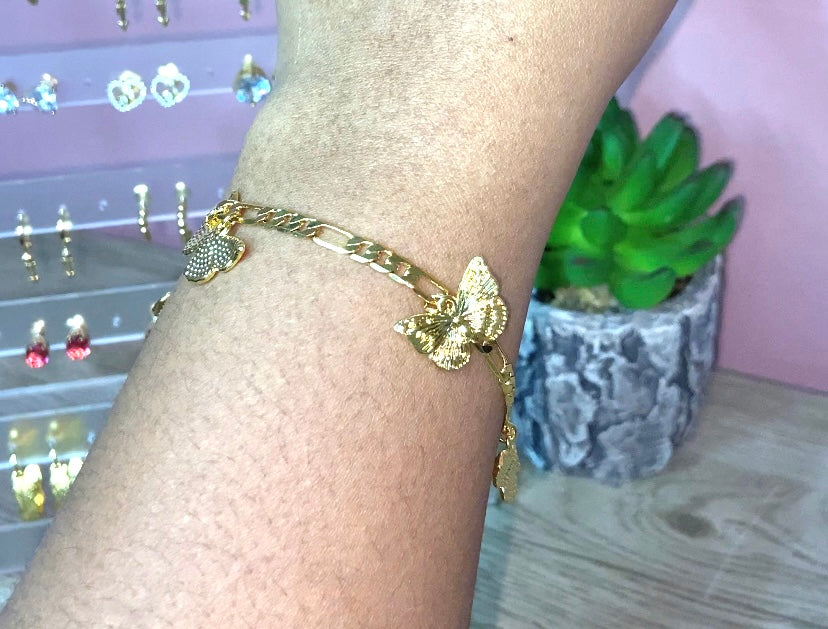 Butterfly anklet / bracelet gold plated