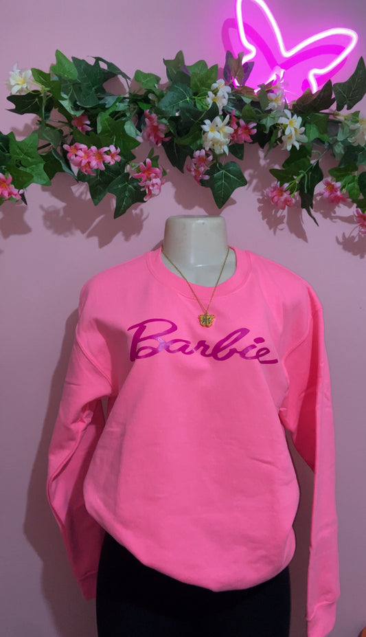 Florescent pink Barbie sweater