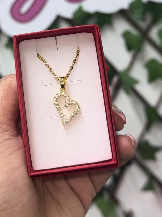 Gold cz heart necklace