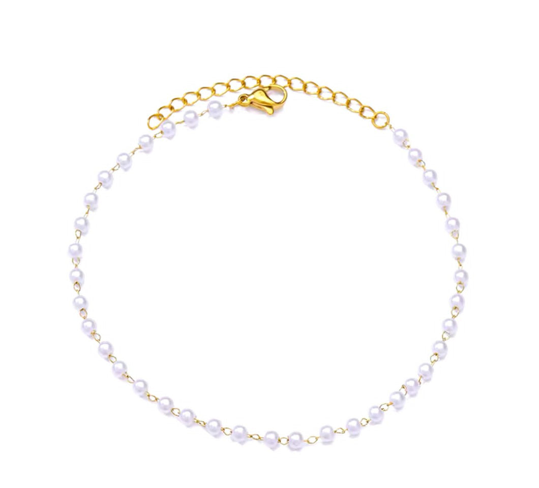 Gold Stainless Steel pearl anklet