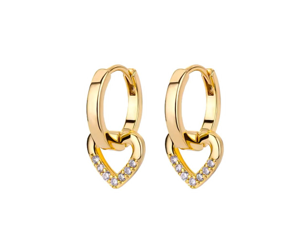 Gold Stainless Steel Dropheart  Earring