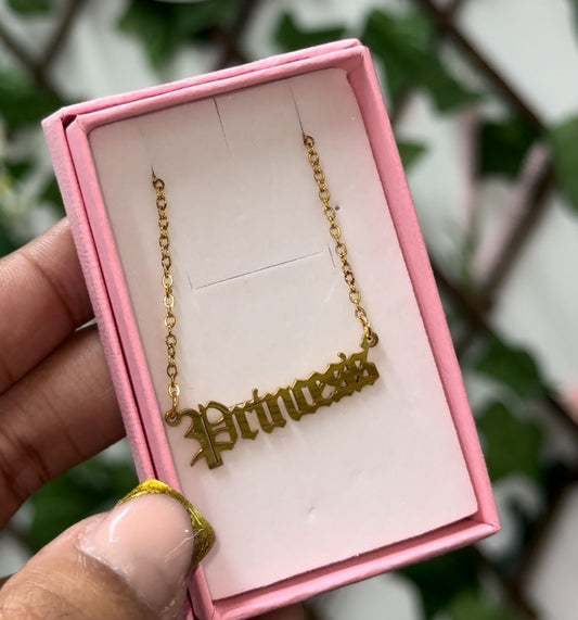 Gold Stainless Steel Princess Necklace flash sale