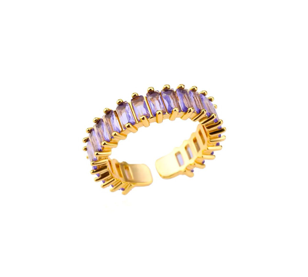 Gold Stainless Purple Dimond Ring.