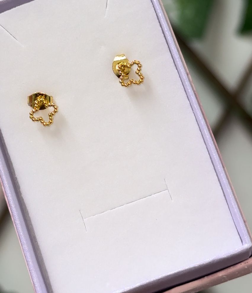 Gold Stainless Steel Earring clover.