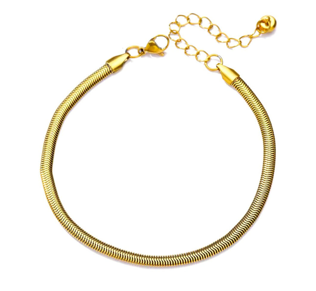 Gold Stainless Steel Herribone Anklet