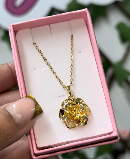 Gold Cz Rose Necklace