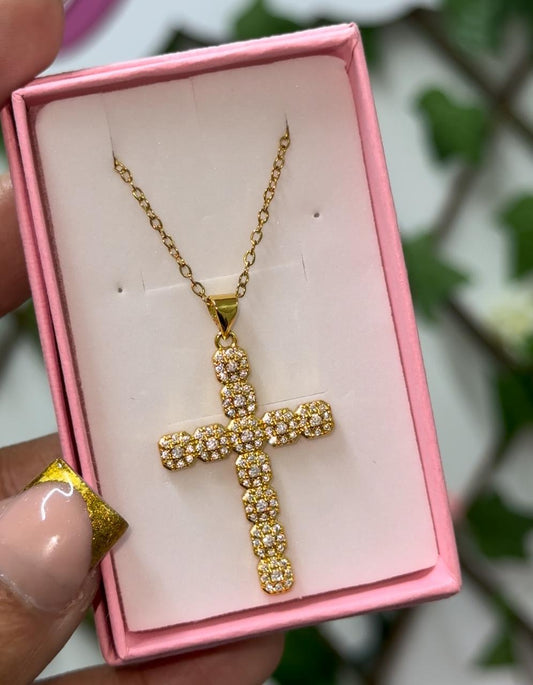 Gold Cz Cross Necklace