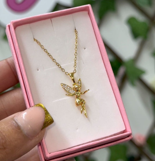 Gold Cz Fariy with Dimonds Necklace