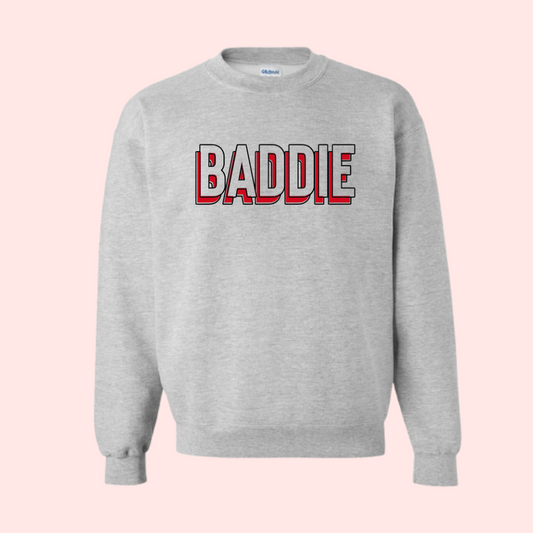 grey red baddie sweater