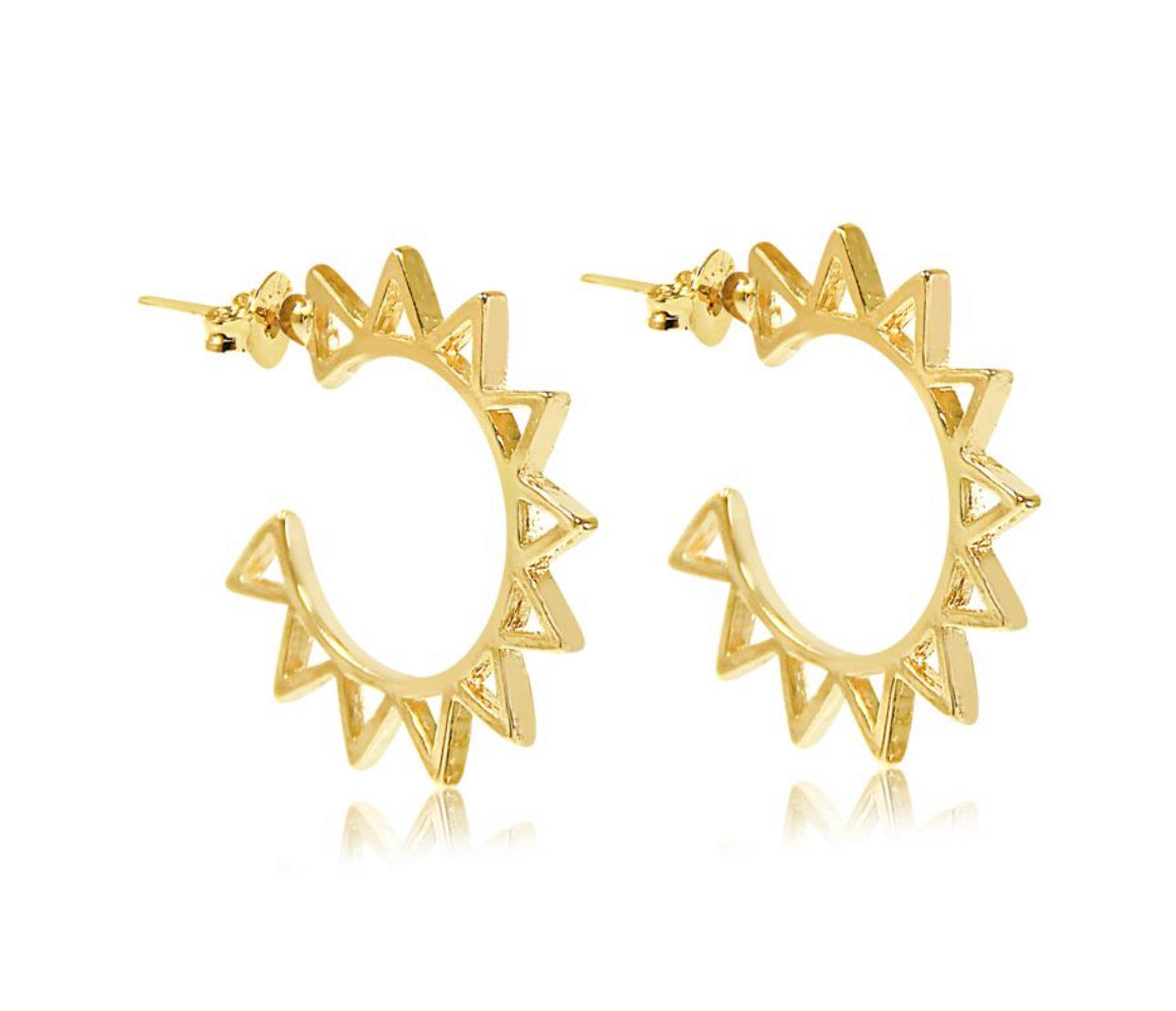 gold plated sun hoop earring